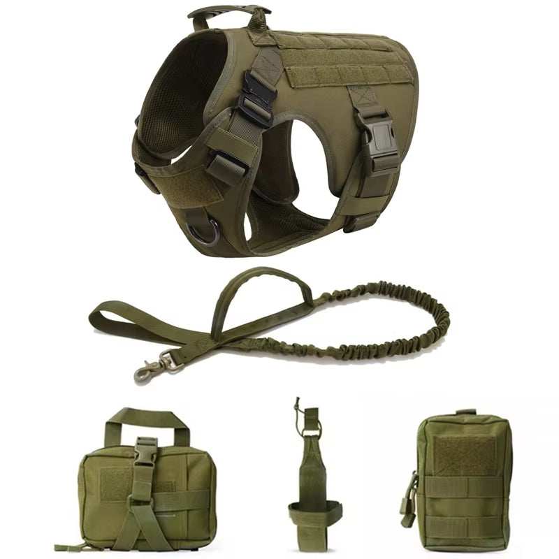 Large Dog Harness and Leash Set โ No-Pull Training Vest with Collar, Made from Military-Standard 1050D Nylon