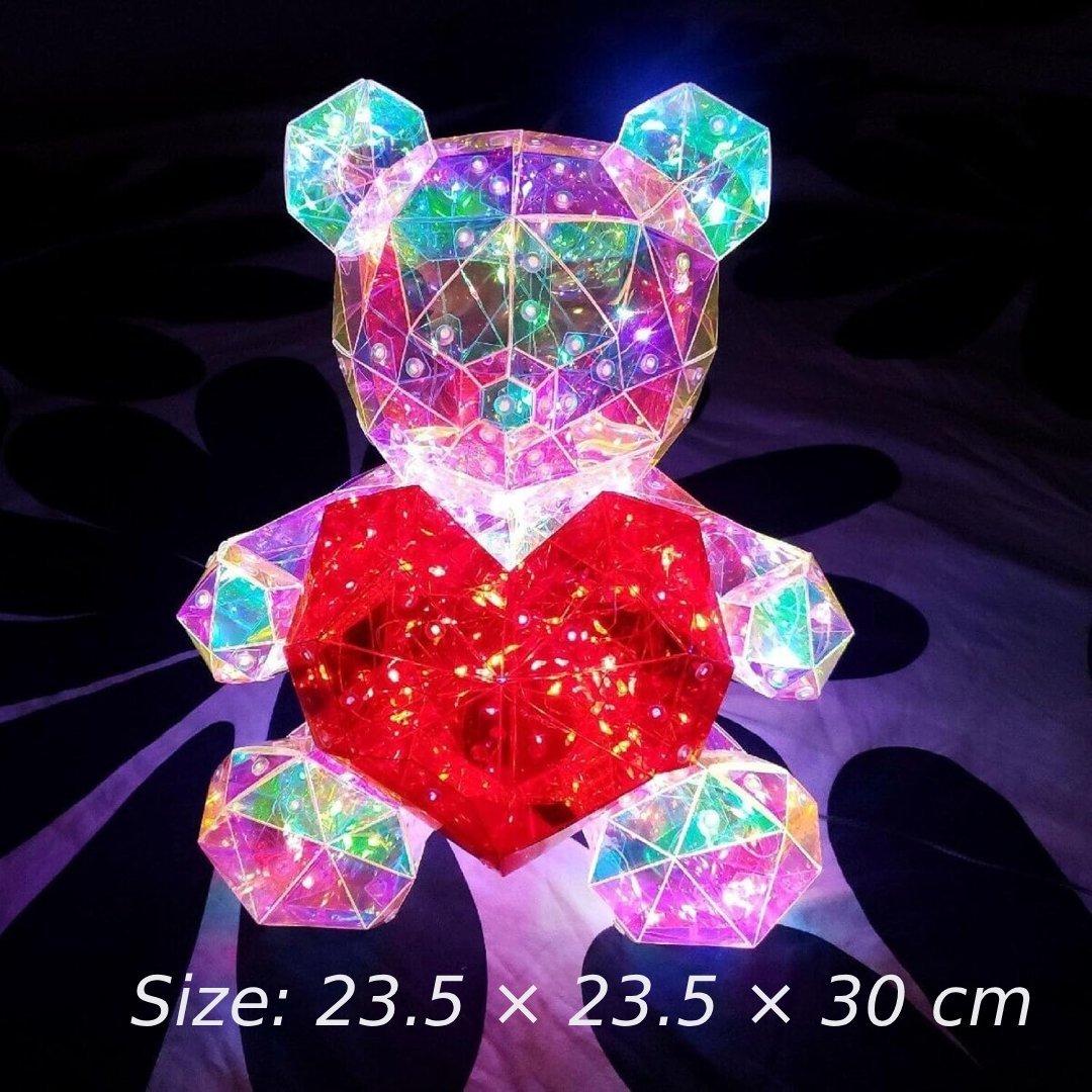 Light Up Teddy Bear Holding Red Heart โ LED Rose Bear Gift for Valentine's Day, Birthday, Anniversary