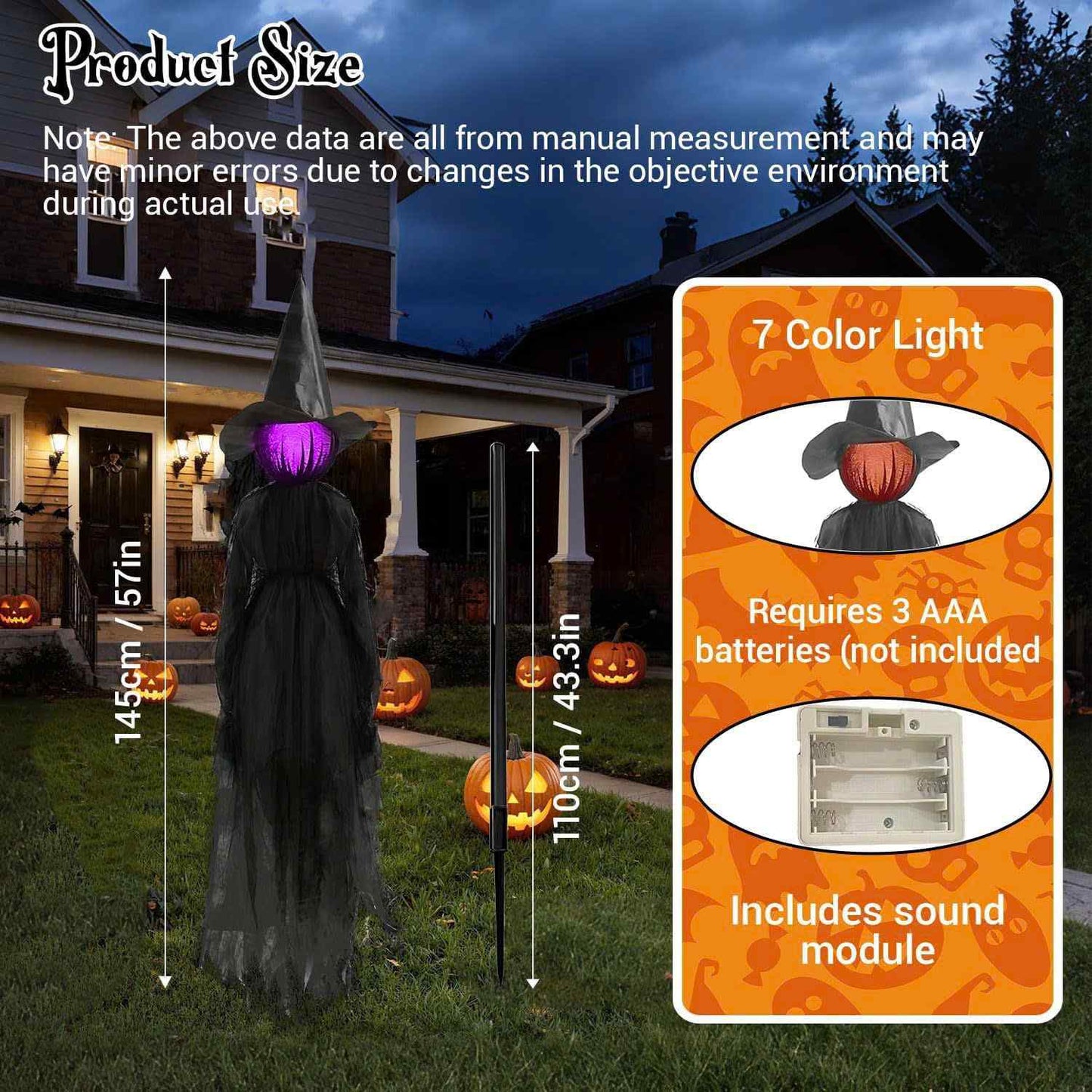 Lighted Halloween Witch Stake โ Halloween Witches Decor with Sound, Safe Material and Easy Installation & Use