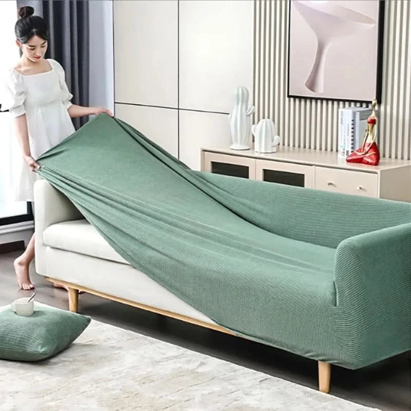 Lightweight Non-Slip Sofa Cover in Ribbed Jacquard Fabric โ Stylish Couch Slipcover for Protection and Easy Care 4