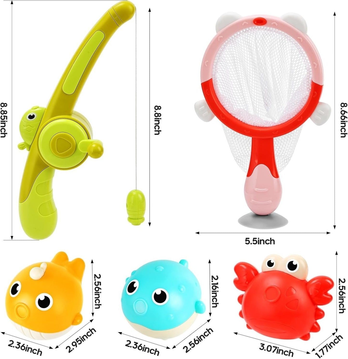 Magnetic LED Fishing Toy Set โ Light-Up Bath Toys with Rod and 360ยฐ Rotating Reel for Kids Ages 3+
