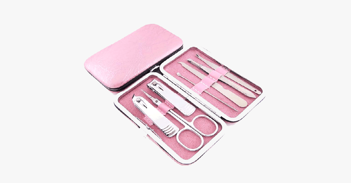 Pink 7-Piece Nail Care Clipper Set - Halri