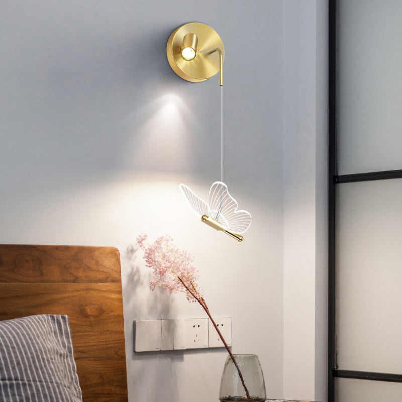 Nordic LED Wall Sconce Lamp with Butterfly Design โ Modern Iron Wall Light for Hallways and Living Rooms, Adjustable Color Temperature 10