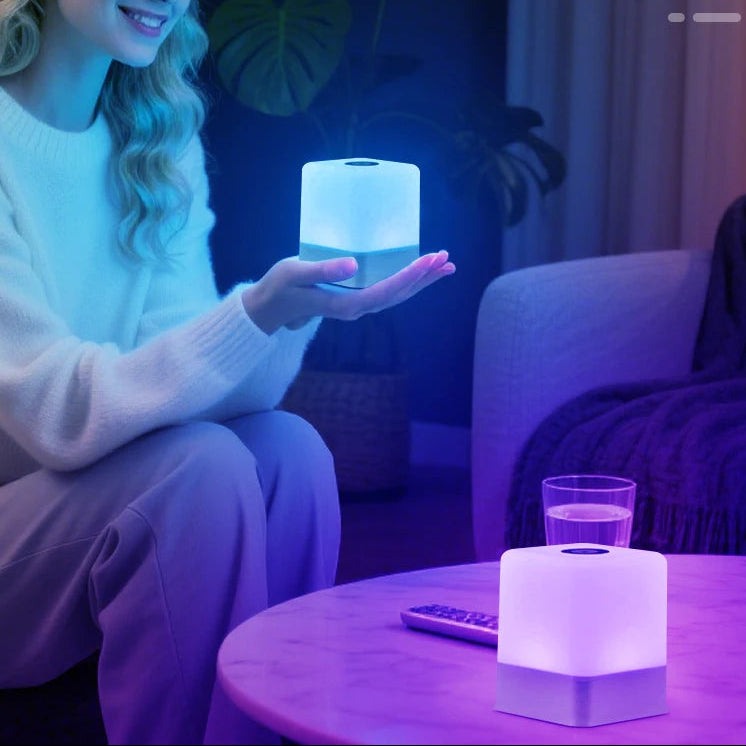 RGB Touch Control Bedside Table Lamp โ USB Rechargeable Cordless Night Light with Dimming and 16 Color Options 2