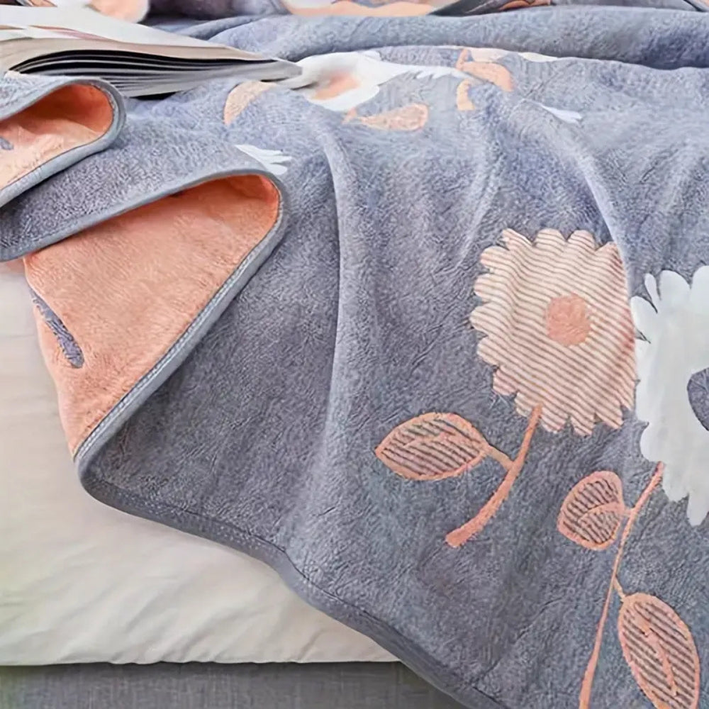 Soft Floral Throw Blanket, Breathable All Season