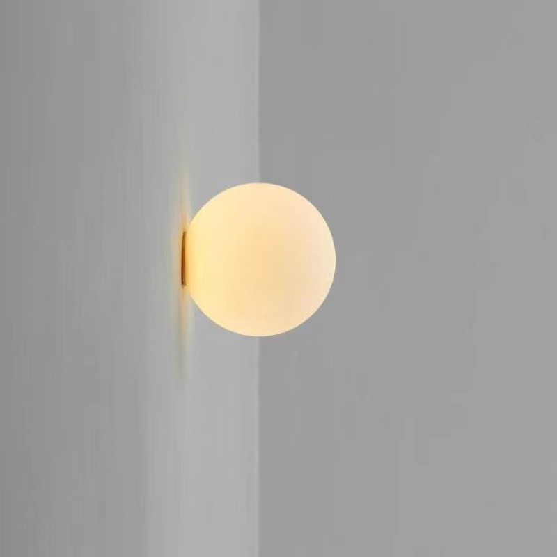 Soft White Glass Sphere Contemporary Wall Lamp