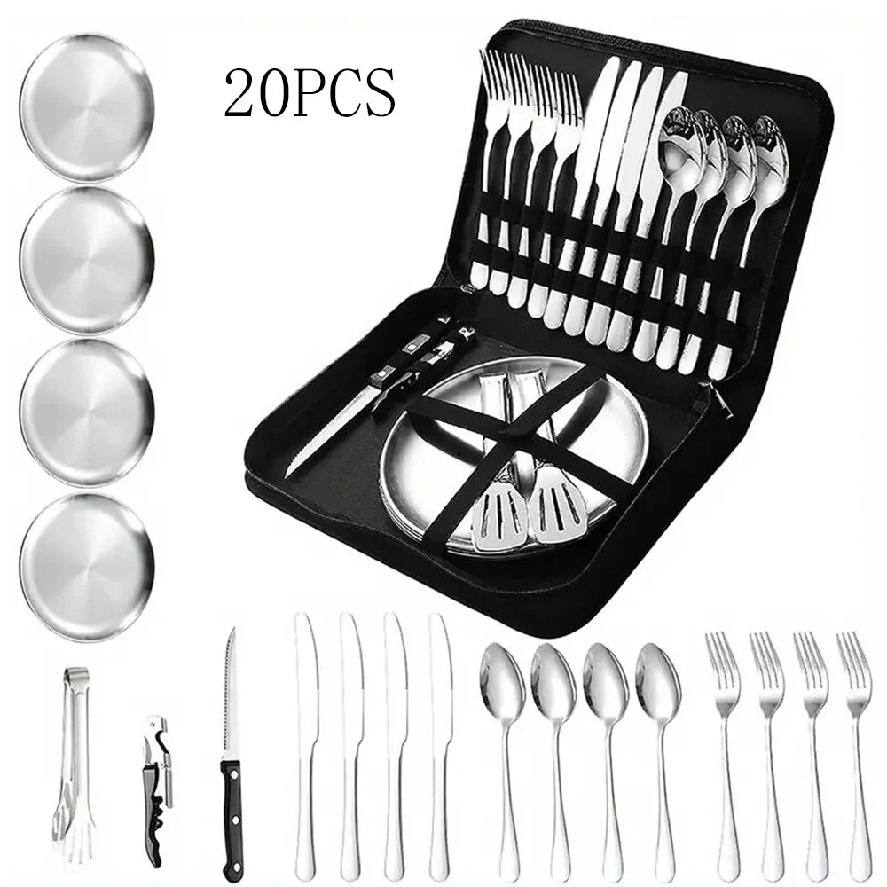 Portable Outdoor Stainless Steel Utensil Set