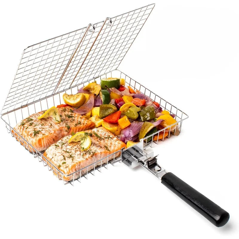 Compact Stainless Steel BBQ Grid with Handle - Halri