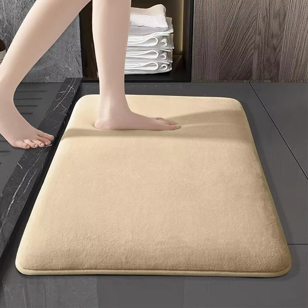 Plush Coral Bathroom Mat with Soft Grip