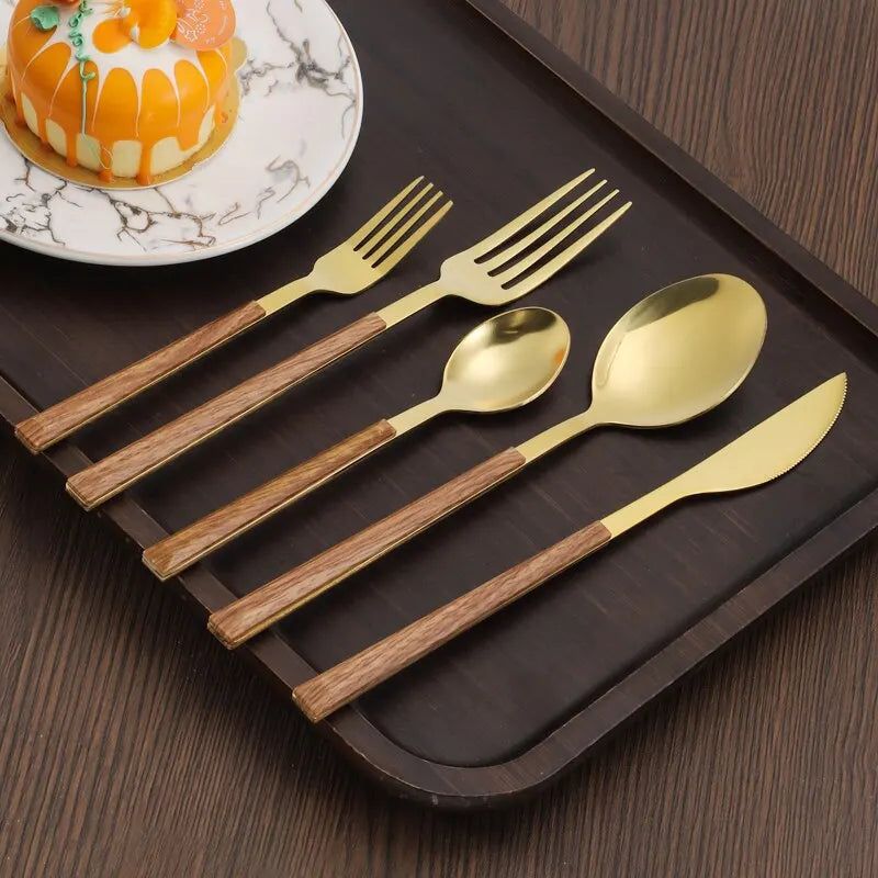 Premium Cutlery Set with Wood Handles