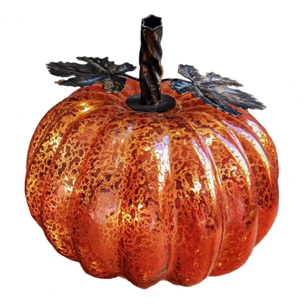 Warm Glow Glass Pumpkin Decor with LED Lights