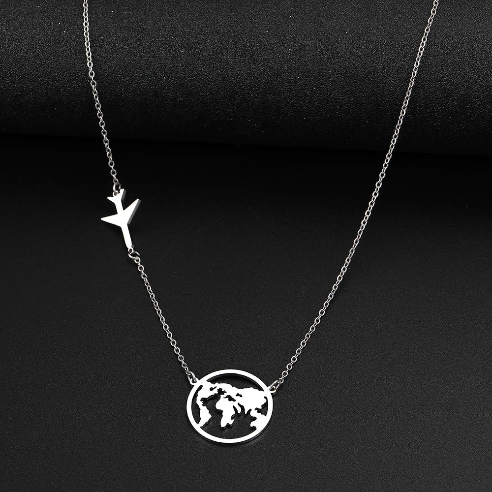 Global Traveler Map Pendant Necklace