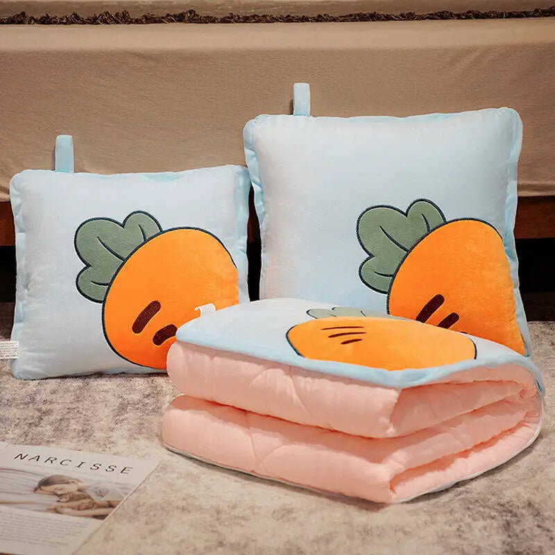 Fun Cartoon Toast Portable Travel Pillow Blanket