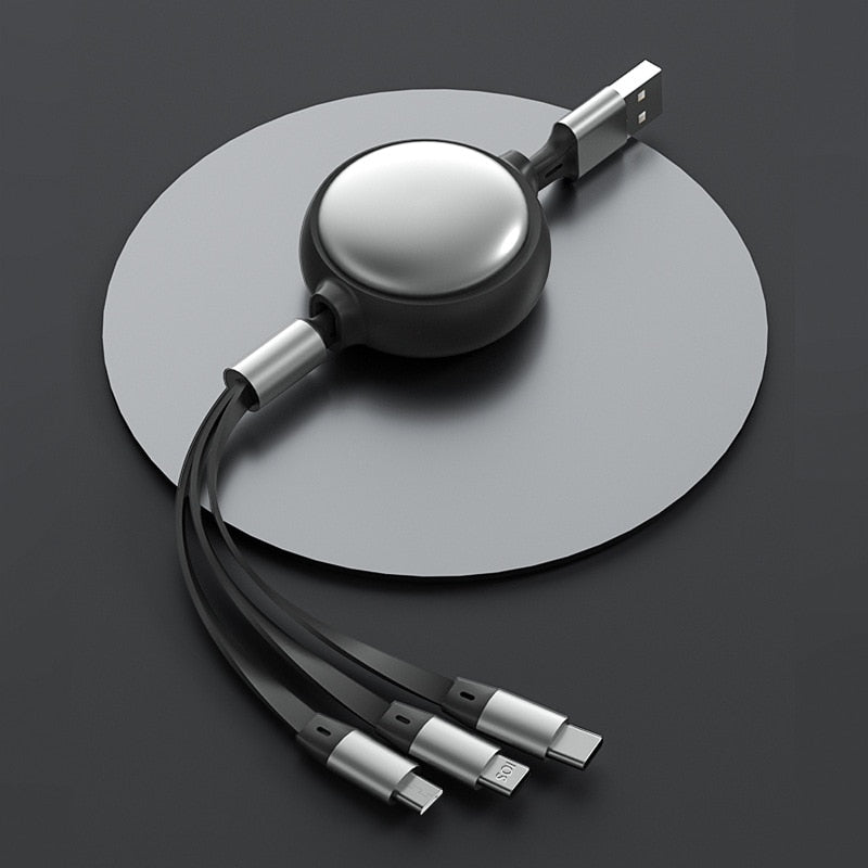 Compact 3in1 Quick Charge Retractable Cable