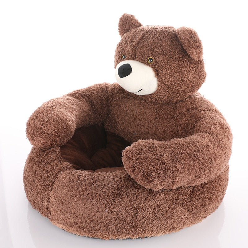 Cozy Plush Teddy Bear Pet Cushion Bed