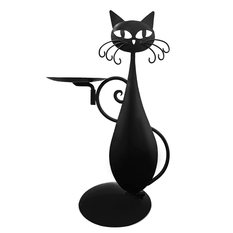 Mystic Black Feline Candle Holder