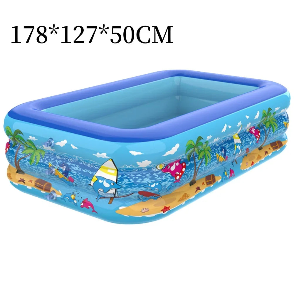 Fun Kids Inflatable Pool with Thick Cartoon Design