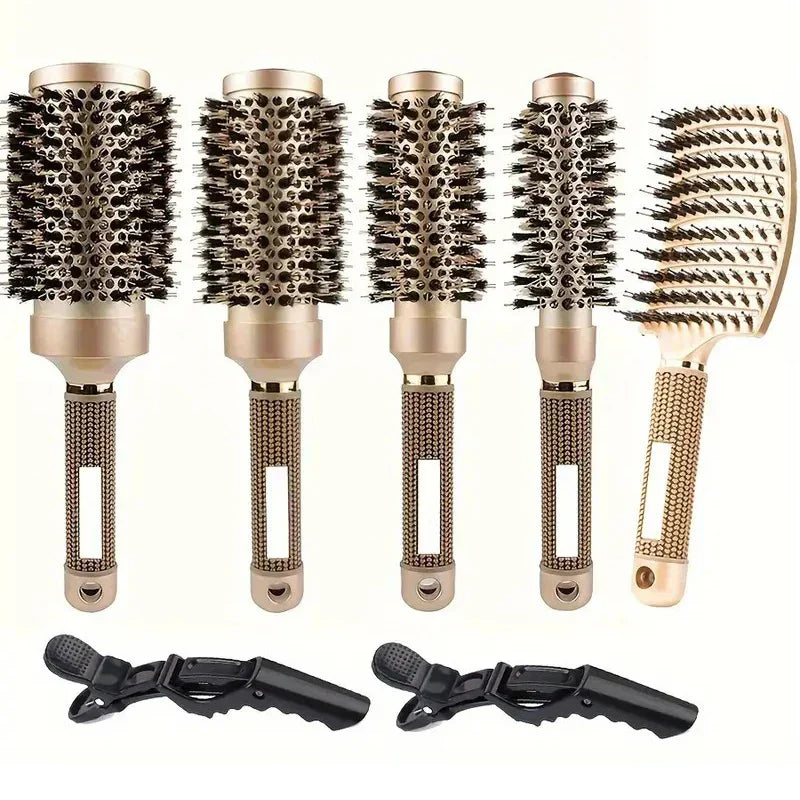Premium Round Hair Brush Set with Ceramic Bristles