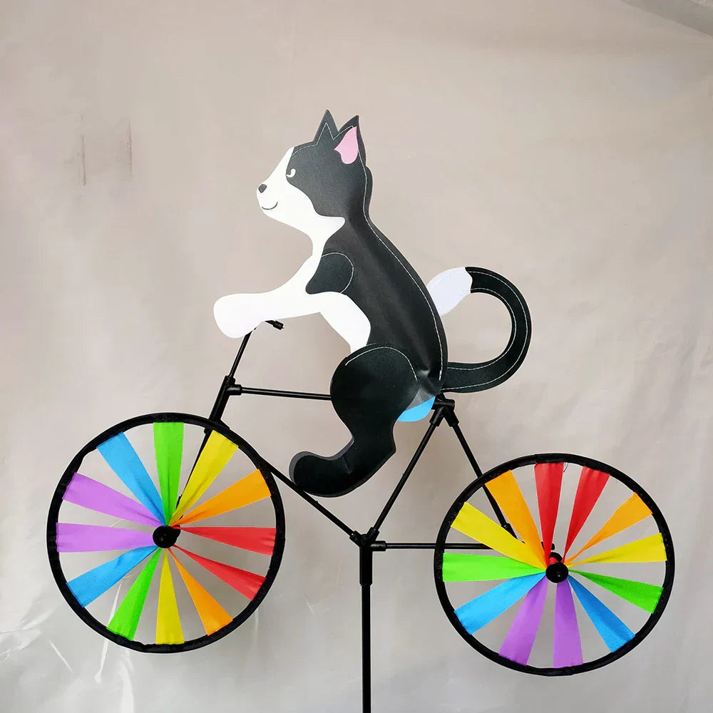 Colorful Bike Cat Yard Statue