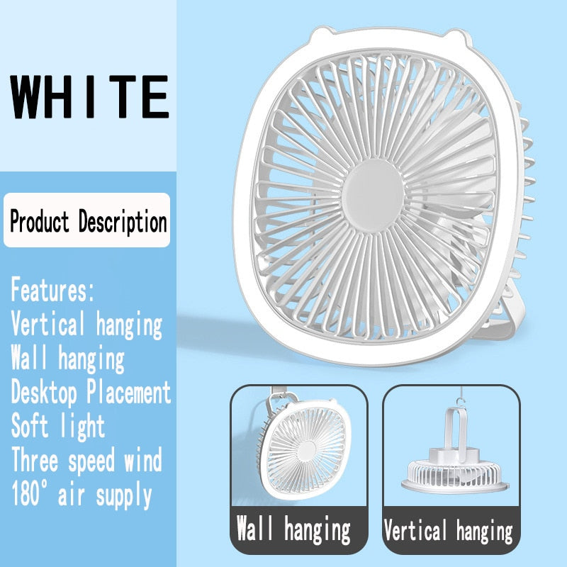 Portable Mini LED Night Light Fan