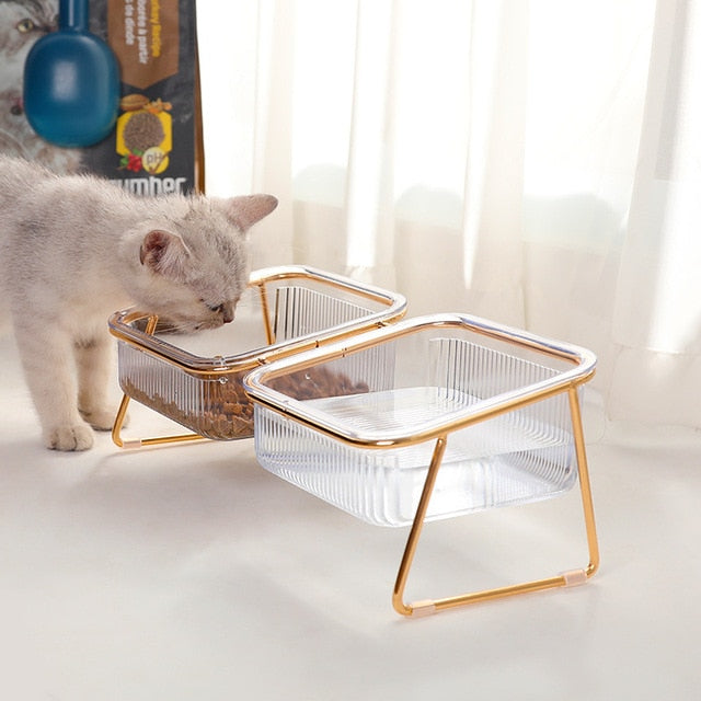 Clear Anti-Slip Dual Pet Food Bowl - Halri