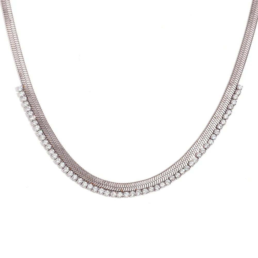 Classic Herringbone Sparkle Diamond Necklace