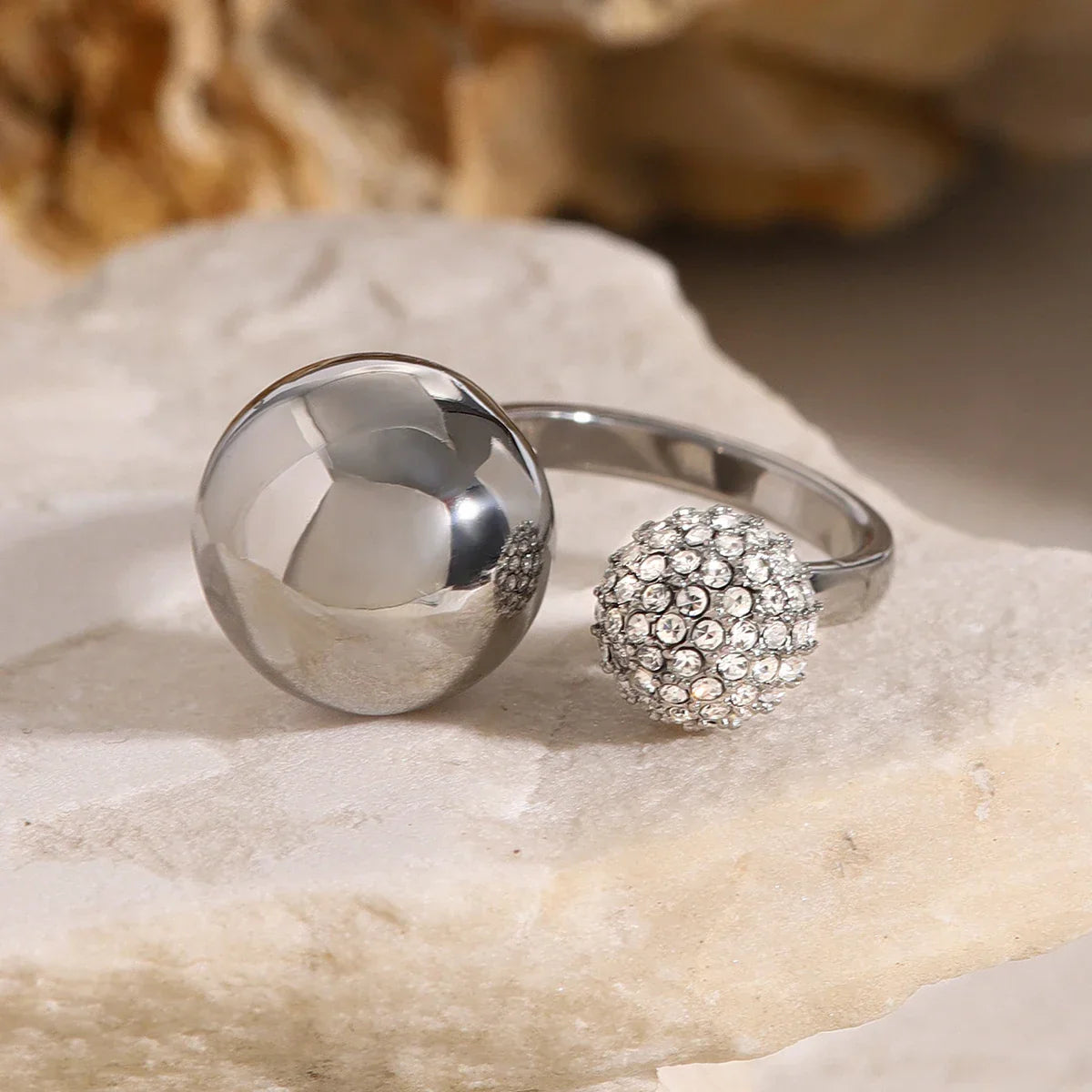 Unique Diamond Cut Sphere Ring