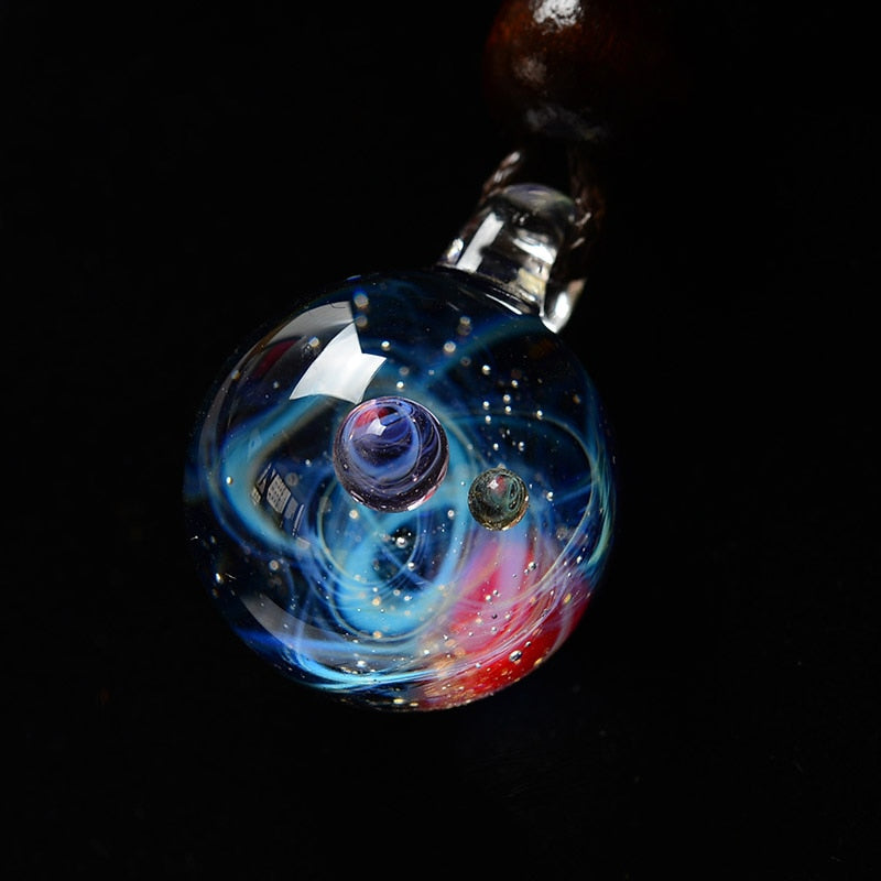 Colorful Galaxy Solar System Pendant Necklace
