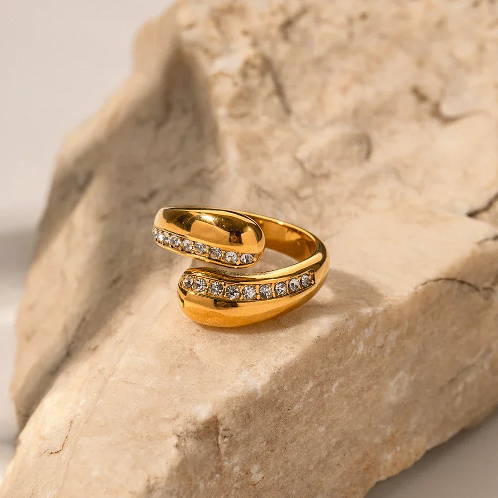 Bold Diamond Studded Wrap Ring - Halri