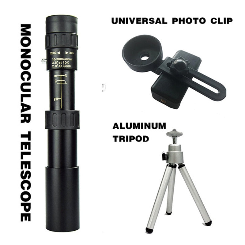 Portable 10-300X Phone Camera Zoom Telescope