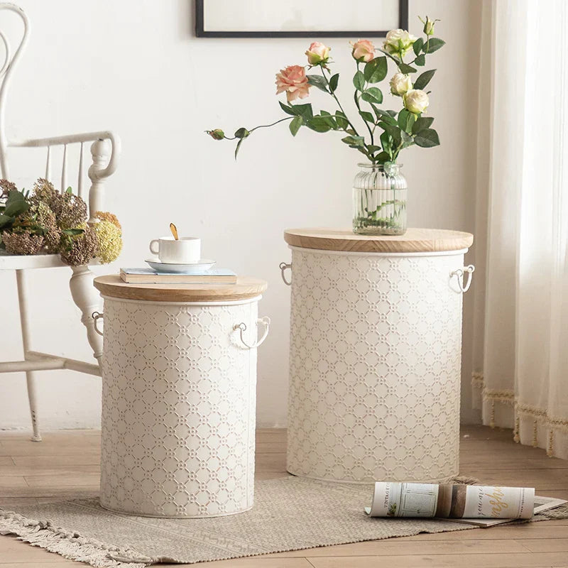 Compact Metal End Table with Storage Basket - Halri