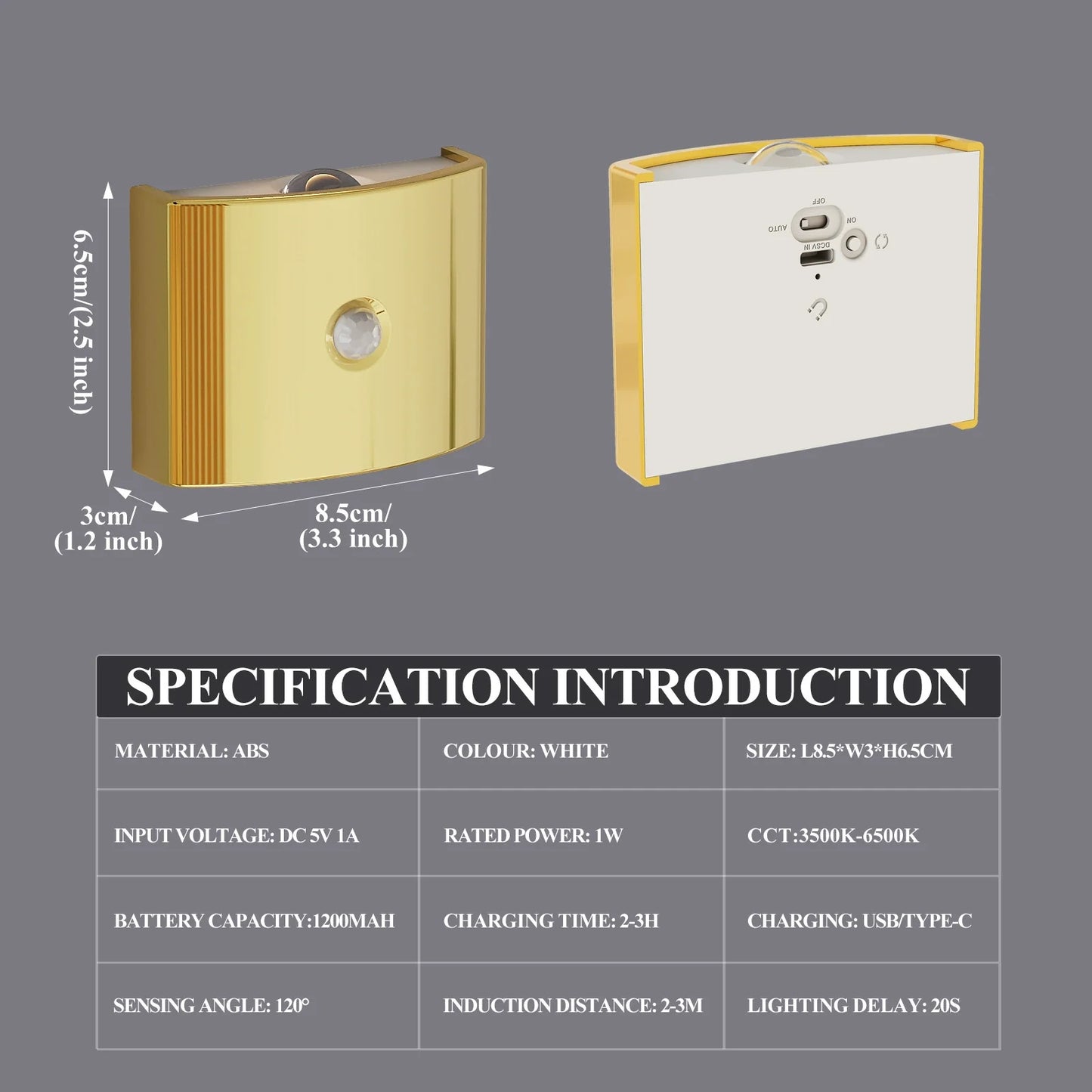 Electric Motion Sensor Wall Light Wireless Battery Powered