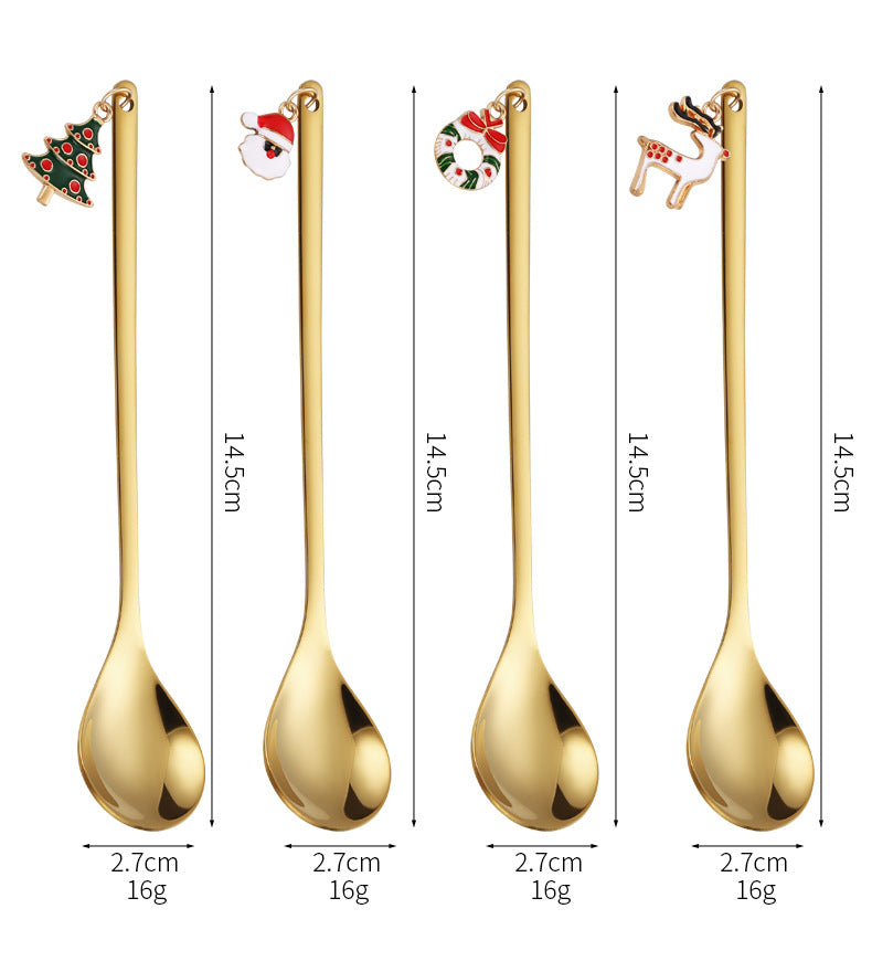 Silver Holiday Coffee Stirrer Spoon Set