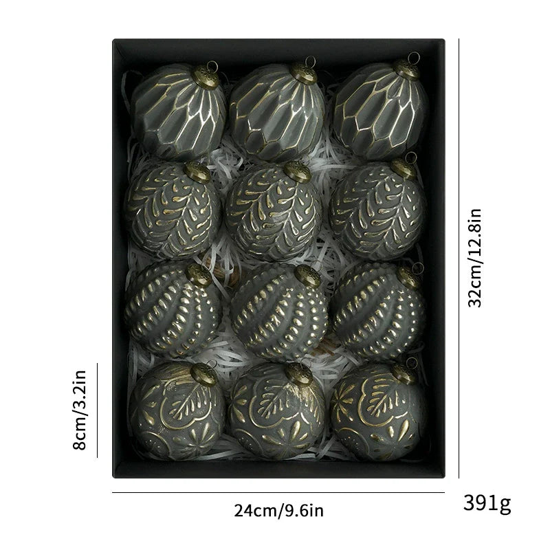 Vintage Holiday Glass Ball Ornaments Set