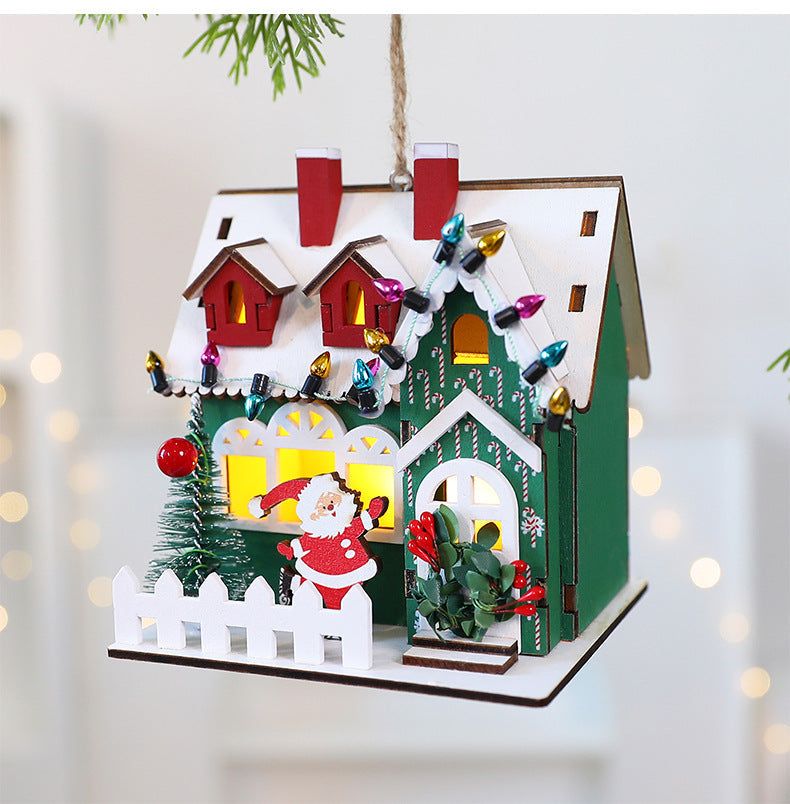Small Wooden Holiday House Ornament