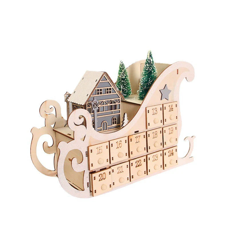 Classic Holiday Countdown Wooden Desk Calendar