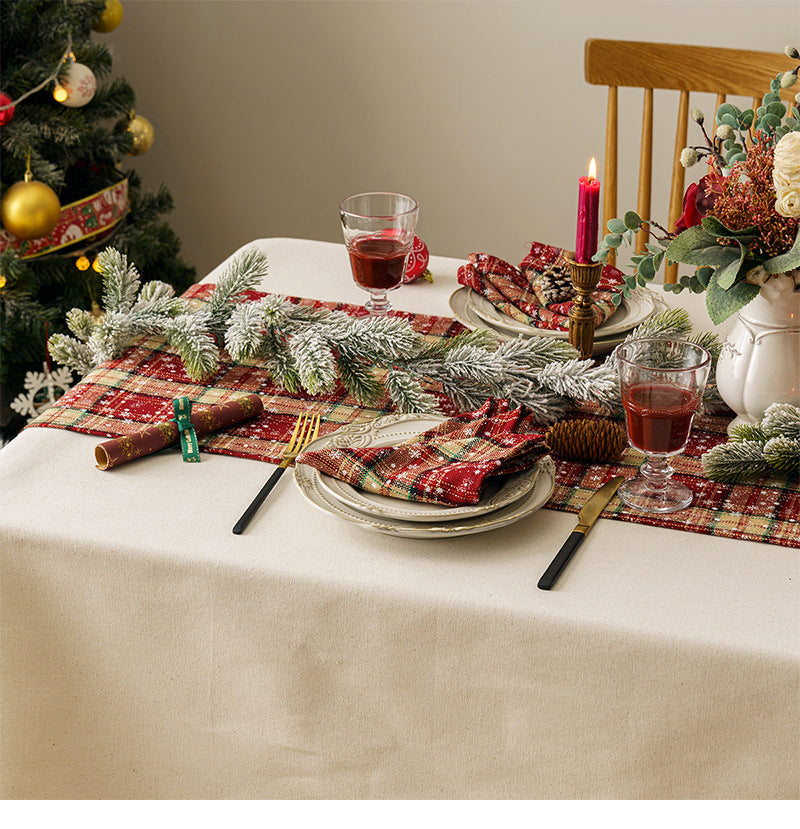 Red Checked Holiday Table Runner