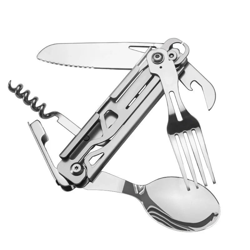 Portable 6-in-1 Stainless Steel Camping Cutlery Set - Halri