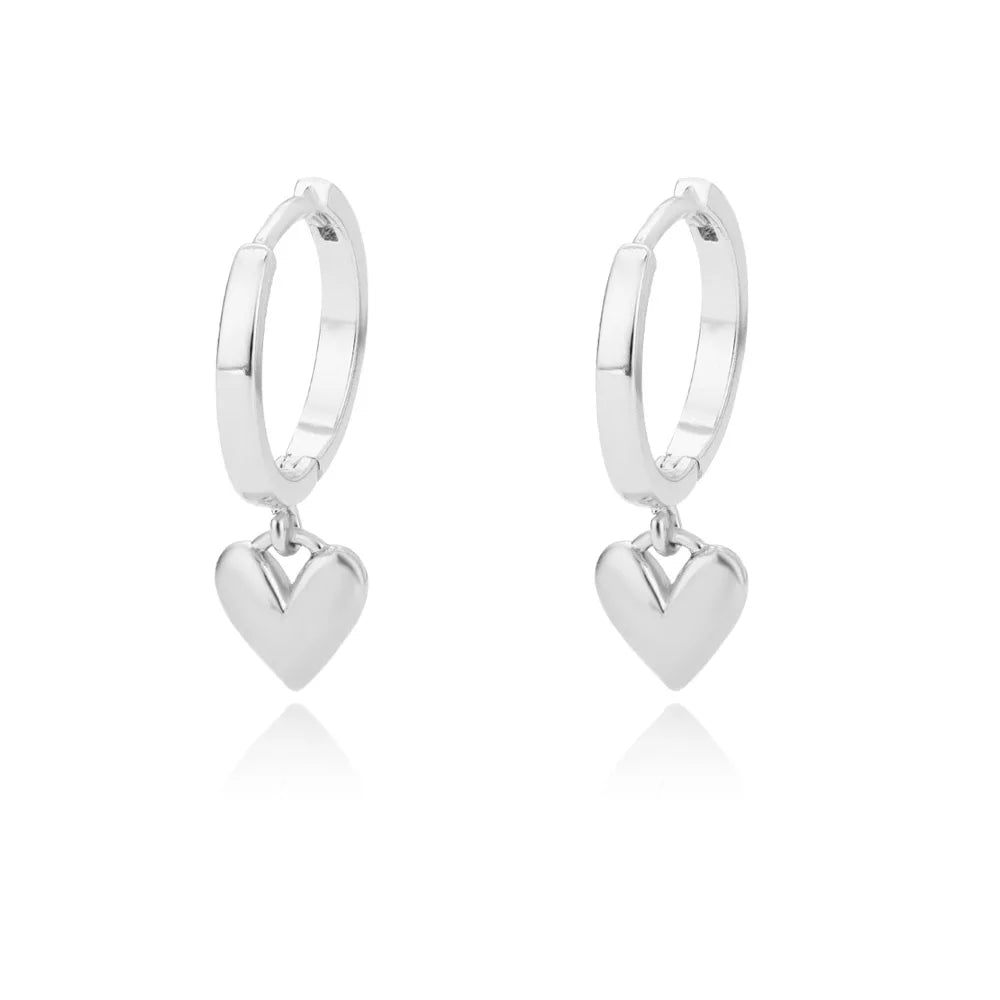 Tiny Heart Drop Huggie Hoop Earrings