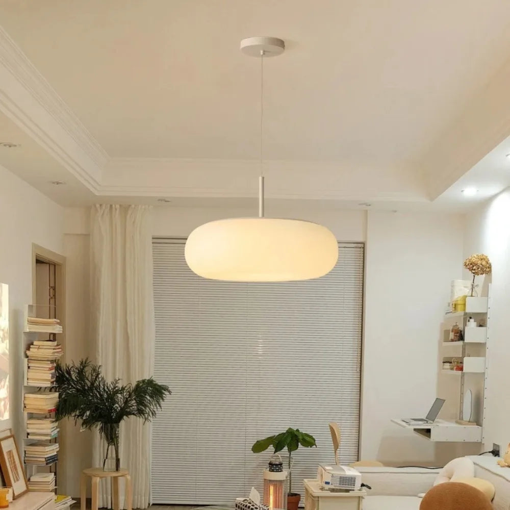 Elegant White Pendant Light with Soft LED Glow - Halri