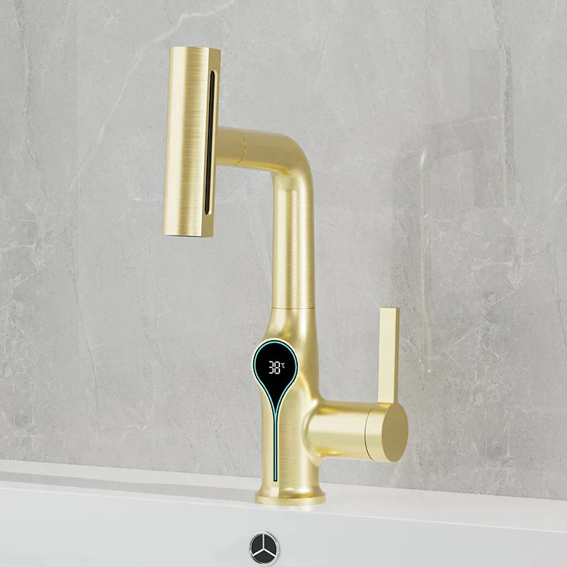 Stylish Faucet with LED Temperature Control and Pullout Spray