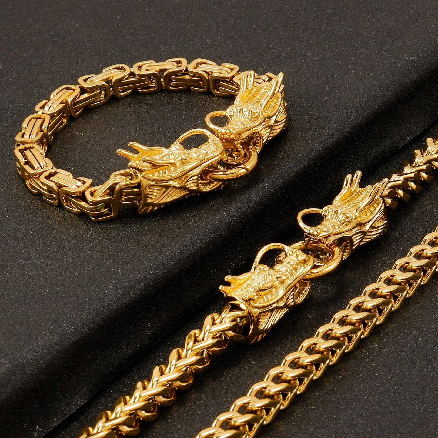 Dark Dragon Silver Tone Metal Bracelet
