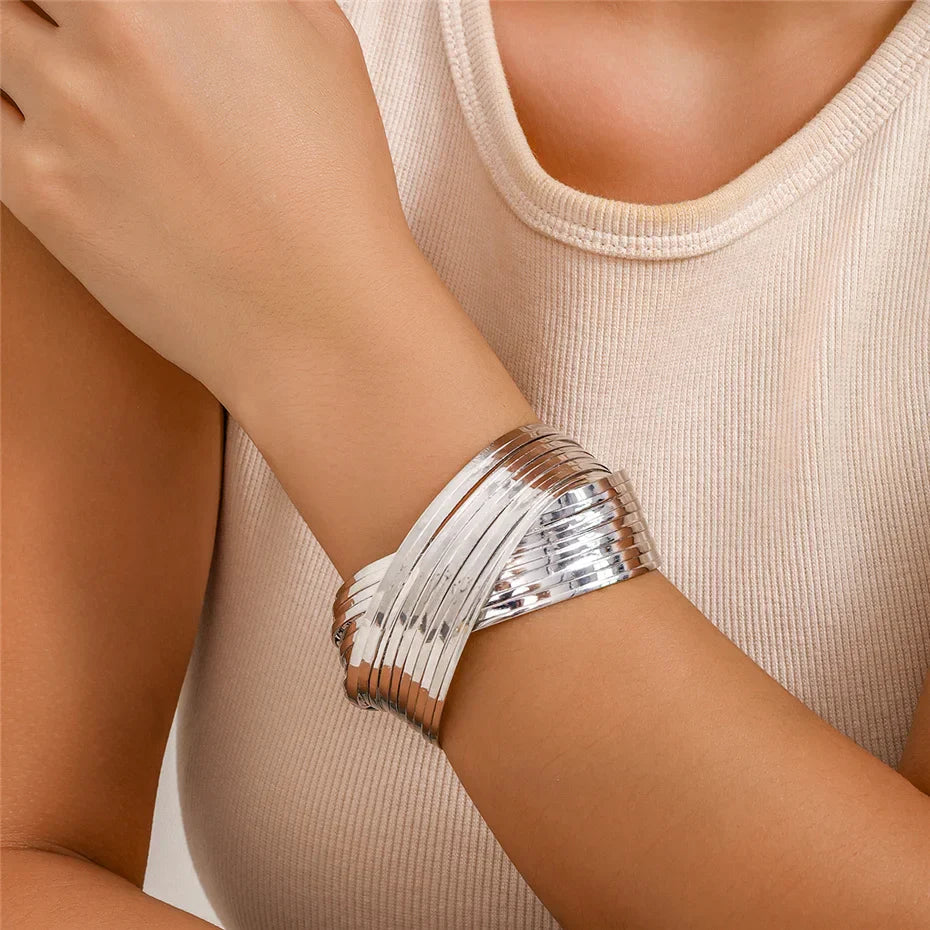 Twisted Metal Coil Cuff Bangle