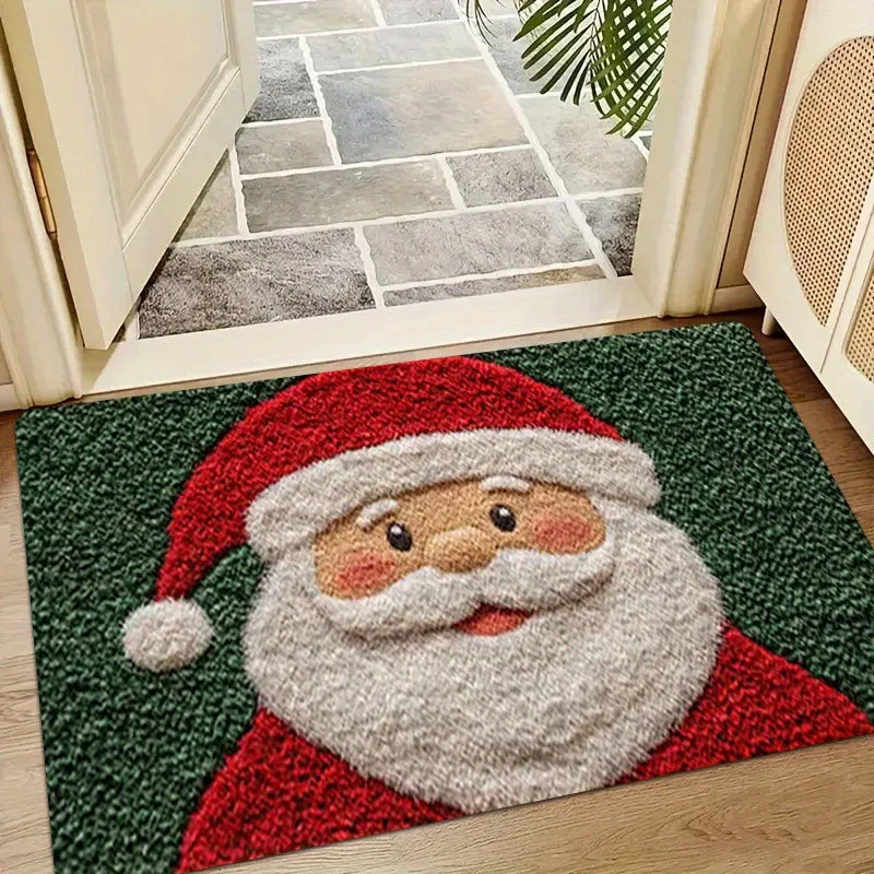 Festive Holiday Welcome Mat with Santa Design