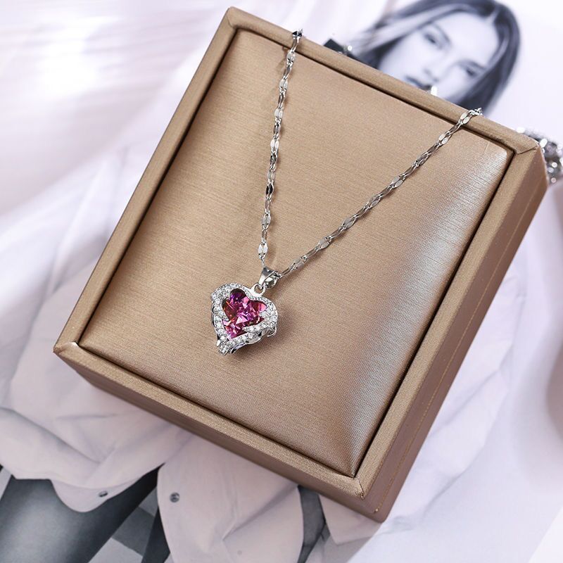 Ocean Inspired Stainless Steel Crystal Necklace