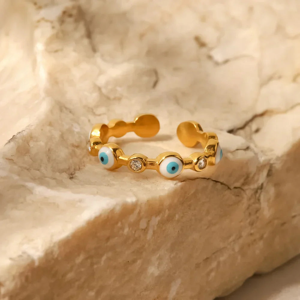 Delicate Protective Eye Diamond Band Ring - Halri