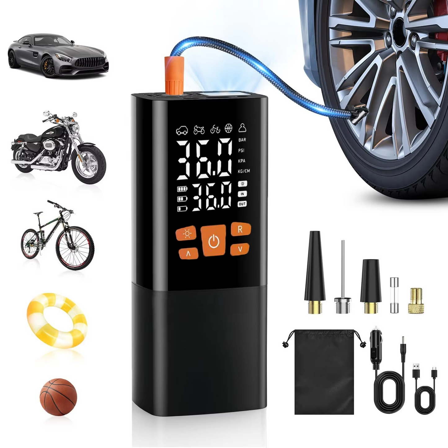 Compact Rechargeable Tire Air Pump 180 PSI - Halri