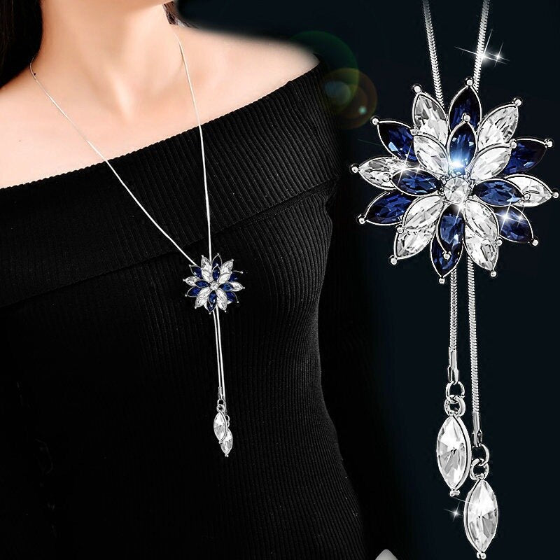 Frozen Crystal Snowflake Pendant Necklace