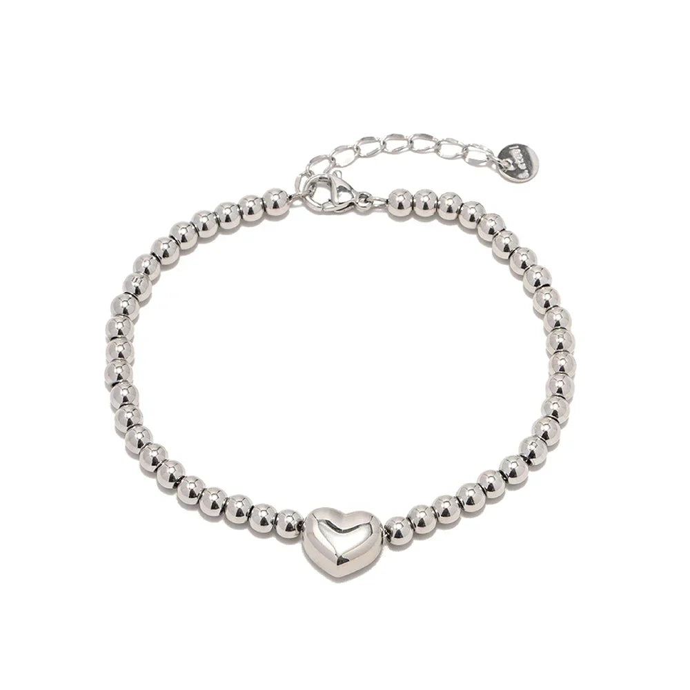 Luxurious 18k Gold Beaded Heart Bracelet