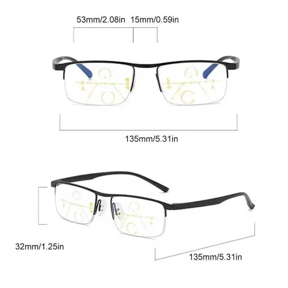 Smart Progressive Reading Glasses with Multi-Zone Lenses โ Lightweight Anti-Glare Design for Clear Vision